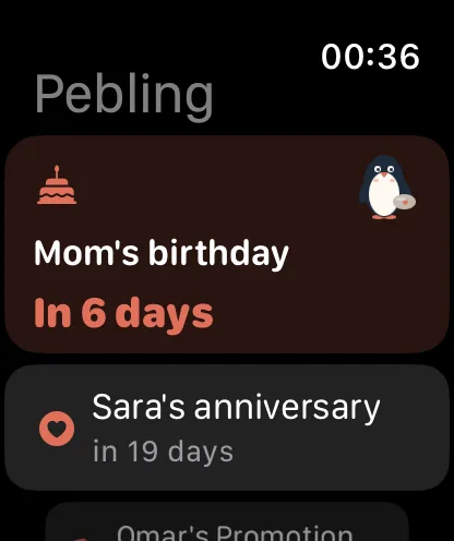 Pebling on Apple Watch